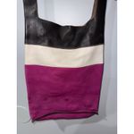 Turquoise Haven Anthropologie LUMI Leather Tote Purse Bag Pink White Black With Long Short Strap Photo 2