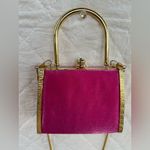 Vintage Elegant Pink Velvet Handbag with Gold Accents 90s Photo 4