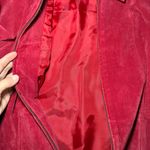 Coldwater Creek Red Suede Leather Zipper Jacket Lined Casual Biker Petite Small Photo 6