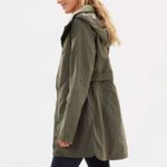 The North Face Camo Lined Laney Trench II Hooded Coat Jacket Olive Army Green M Photo 1