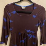 Boden Plum Color Bird Print 3/4 Length Sleeve Tunic Mini Dress Size 4R Photo 1