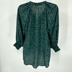 Lush Clothing LUSH Blouse Womens S Green Polls Dot Top Button Front Vneck Polyester Flowy Photo 3