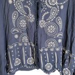 Coco + Jaimeson  Womens Blue Gauze Embroidered Kimono Blouse‎ Large NWT Buckle Photo 2