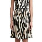 St. John silk tiger print sleeveless a-line dress size 12 Photo 2