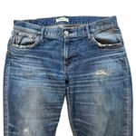 Moussy Vintage Howa Distressed Straight Leg Frayed Hem Cropped Jeans, Sz 32 Blue Photo 8
