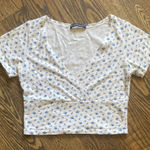 Brandy Melville  Blue Floral Wrap Top Photo 0