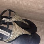Steve Madden  black sandals with goldish bronze beaded size 7 Photo 2