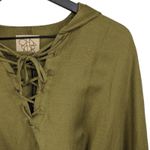 FLEETWOOD MAC Custom Linen Lace Up Dolman Hooded Tunic Size S New with Tag OOAK Green Photo 5