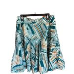 Odille by Anthropologie fully lined geometric print cotton skirt size 12 Blue Photo 4