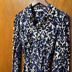 ZARA  Emilie Vicose Printed Damask Belted Midi Maxi Dress Blue Cream Medium M Photo 5