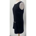 Vintage 90s Mini Shift Dress Chain Belt Drop Waist High Neck Black Womens 8 Photo 3