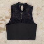 Fora Black Crop Top High Neck Lace Photo 3