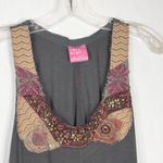 Free People ‎ Small Top Gray Beaded Sequin Boho Oversized Swing Tank Raw 1342 Photo 6