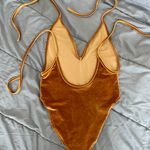 Orange Brown Velvet Body Suit Size M Photo 1