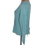 Lucky Brand  Back Lace Pullover Ribbed Knit Cotton Sweater in Sage Hue size S Photo 3