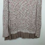 Knox Rose Boho Open Knit Ruffle Hem Long Sleeves Pullover Sweater Photo 7