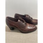Valerie Stevens Kelsey Women's Brown Croc Leather Block High Heel Shoes Sz 6.5 B Photo 1