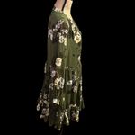 Vince Camuto  olive floral print lined long sleeve dress with semi-sheer sleeves Photo 3