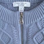 Ann Taylor NWT  Zip Front Cable Knit
Cardigan Grey Blue Size XL Photo 4