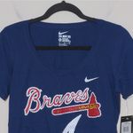 Nike Atlanta Braves Navy Blue T-Shirt Athletic Cut M New Photo 2