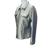 Susan Bristol  Women's‎ Size M Silver Quilted Snap Closure Blazer Jacket Metallic Photo 5