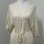 POL Crochet Ivory Beach Cover Up Kimono Cardigan Tassel Tie Waist Size S NWOT Photo 11