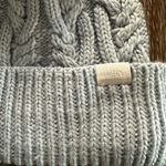 The North Face Oh Mega Faux Fur Pom Pom Beanie Hat Dusty Periwinkle Cable Knit Photo 2