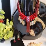 Trendy Red Boho Style Necklace Set Photo 1