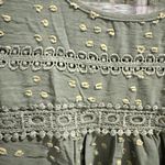 My Color Blue Boho Green Ruffles Blouse Dots Twee Casual Fall Medium Photo 7