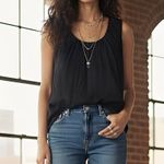 Pinto Ranch Womens Blouse Sz Medium Silk Feminine Romantic Flirty Boho Bohemian Black Photo 0