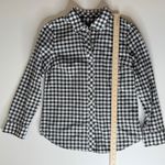 Talbots  Womens Gingham Plaid Button Down Shirt‎ Sz Small Black Capsule Everyday Photo 4