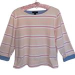 J.Crew Boatneck Track Stripe Pullover 100% Cotton Top Medium Peach/Pink Photo 4