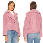 Free People  Joplin Cozy Sherpa Faux Fur Jacket NWT Smoked Pink Size Large $198 Photo 2