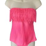 Arizona Tankini Bright Pink 2 Piece Fringed Top Swimsuit ~ Women's Size M & L Photo 0
