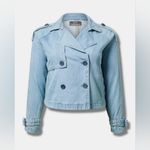 Torrid  Lightweight Denim Crop Trench Size 1 Photo 2