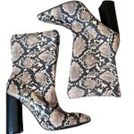 public desire  Snakeskin Print Heeled Sock Booties Photo 5