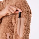 FIGS On-Shift High Pile Fleece Bomber Jacket in Macchiato, Size X-Small Photo 4