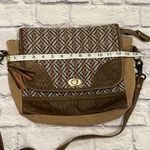 Myra crossbody Bag leather canvas woven turn lock western boho coastal cowgirl Brown Photo 2