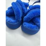 UGG  Disco Cross Slide Sandals Blue Fluffy Fur Platform Shoes Women’s Size 5 Photo 3