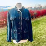 Berek 2 Rhinestone & Cameo Button Jean Jacket By Takako Sakon Size XL Blue Photo 6