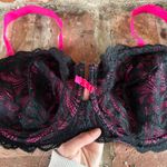 Adore Me Lace Black Pink Demi Underwire Bra, 44DD Photo 4