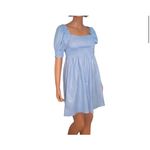 Hill House Athena Mini Smocked dress in blue metallic plaid size XS Photo 1