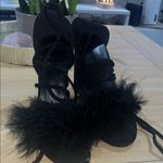 SheIn Black Heels with Fur Accent Photo 0