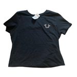 True Religion NWT Y2k Styled Rinestone Crop Top in Black Photo 0