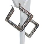 Stainless Steel Silvertone Bold Diamond Cut Statement Earrings Photo 1