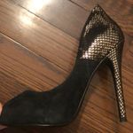 ALDO  Gold and black suede high-heel shoes Photo 4