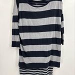 Garnet Hill  Top Womens black gray Stripe Layered Scoop Neck Beachy Boho size xs Photo 0