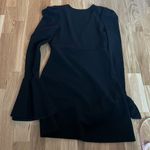 Free People NWT  talk now black bell sleeve low cut v neck mini dress Photo 8