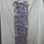 Chico's SIZE 8/10 MAXI DRESS RAYON / SPANDEX BLEND PURPLE BLUE YELLOW PAISLEY Photo 8