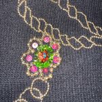 Jessica Roberts Vintage 80s/90s Embellished Floral Sweater Long Sleeve Women's Black Size M Photo 4